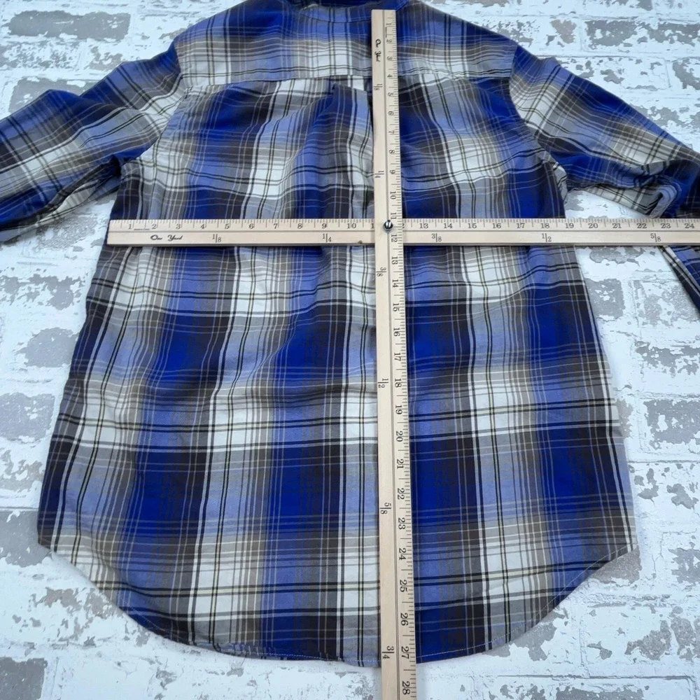 Ralph Lauren Shirt Boys XL Blue Button Up Tartan Plaid Dress Youth Kids Multi *